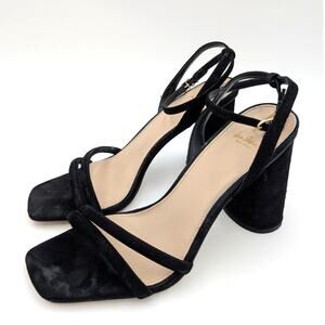 Sam Edelman Kia Block Heel Sandal Women's Suede Ankle Strap Black Size 10 EU41